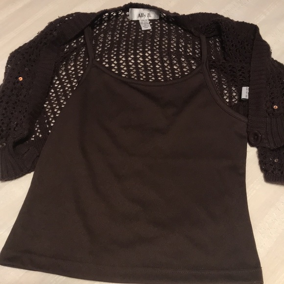 Girls Ally B. Brown and Gold Sequin Sweater Tank - Picture 7 of 8